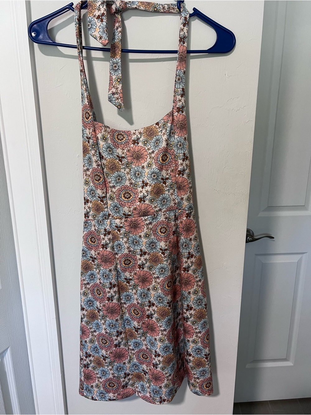 Altard Stare Floral Halter Sundress in Pink and Blue